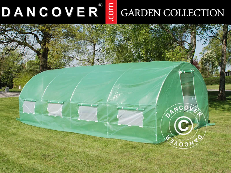 Polytunnel Drivhus 3x6x2m, 18m², Grøn