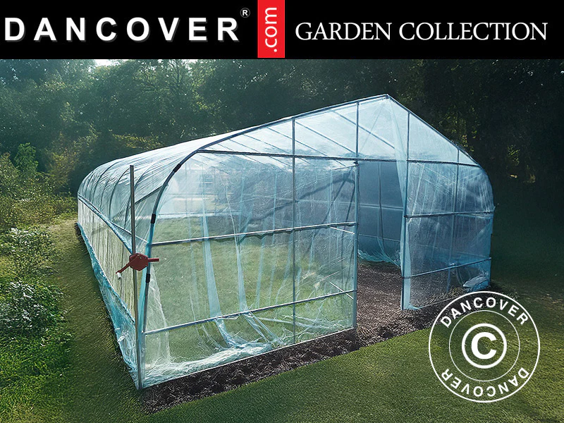 Polytunnel drivhus, 6x20x2,5m, 100-micron PO film, Transparent