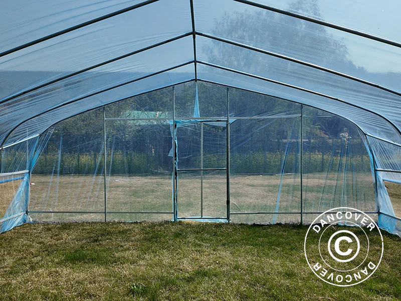 Polytunnel drivhus, 6x20x2,5m, 100-micron PO film, Transparent - Image 8