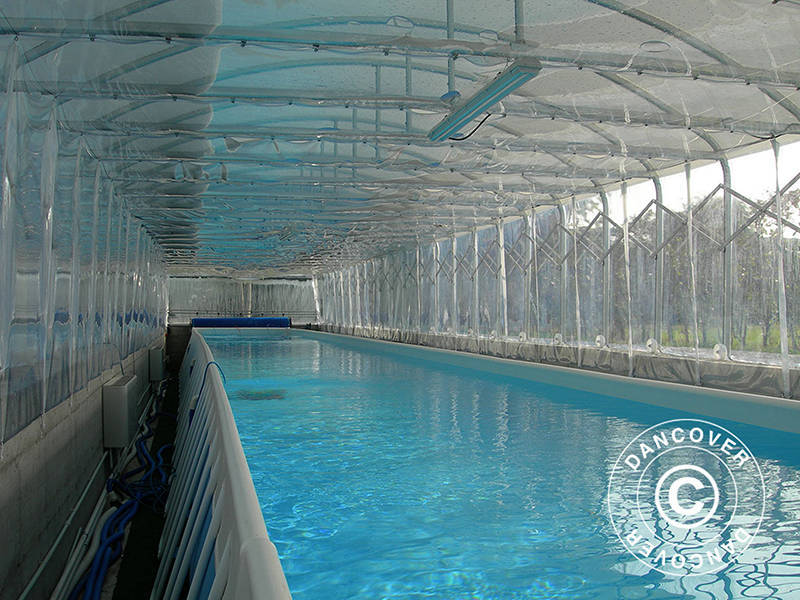 Pool overdækning, sammenfoldelig tunnel, 5x7,21x2,65m, Hvid/Transparent - Image 4