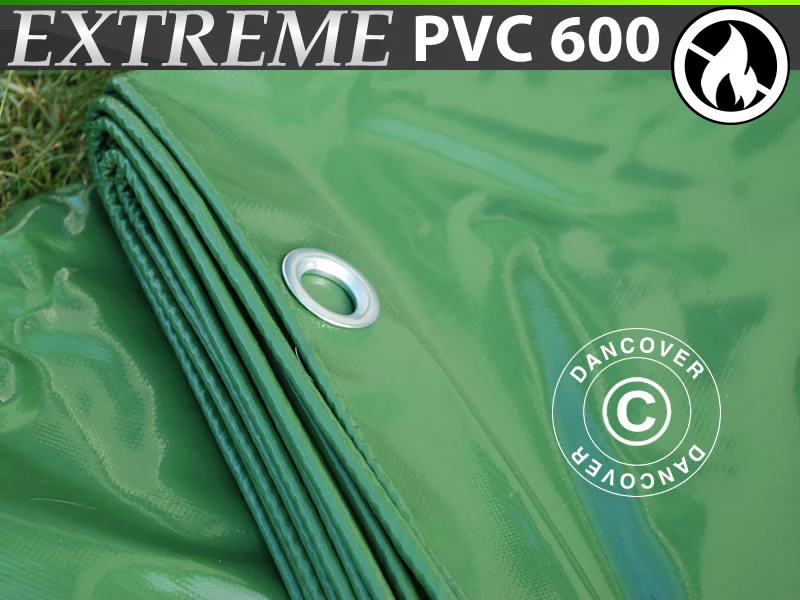 Presenning 4x6m, PVC 600g/m² Grøn, Brandhæmmende