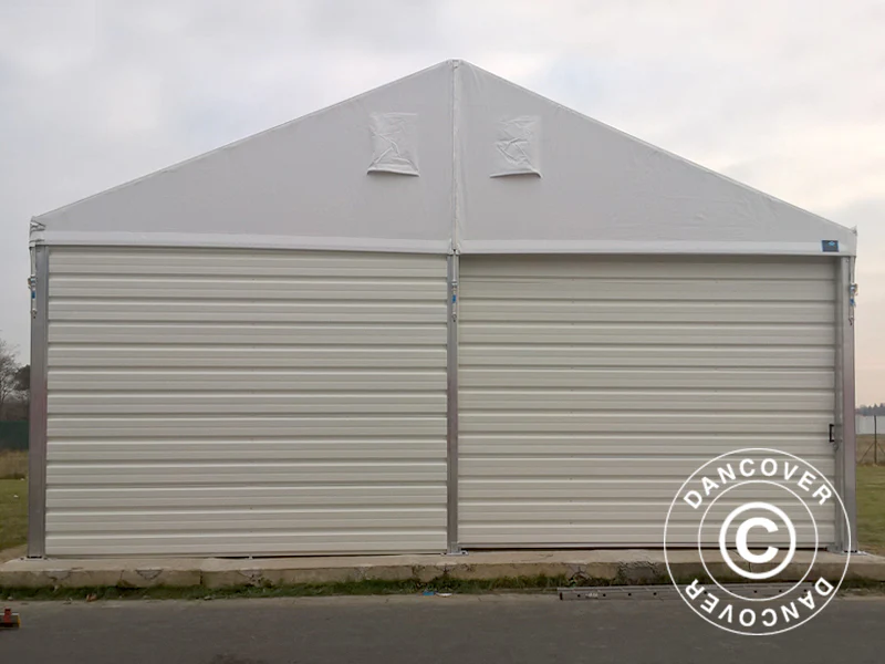 Professionel lagerhal Alu 12x25x5,92m m/skydeport, PVC/Metal, Hvid - Image 4