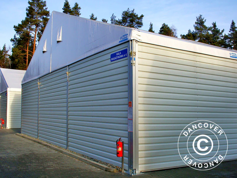 Professionel lagerhal Alu 12x25x5,92m m/skydeport, PVC/Metal, Hvid - Image 5