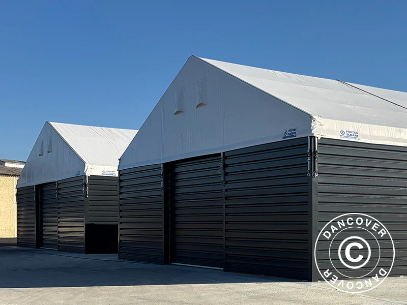 Professionel lagerhal Alu 12x25x5,92m m/skydeport, PVC/Metal, Hvid - Image 9
