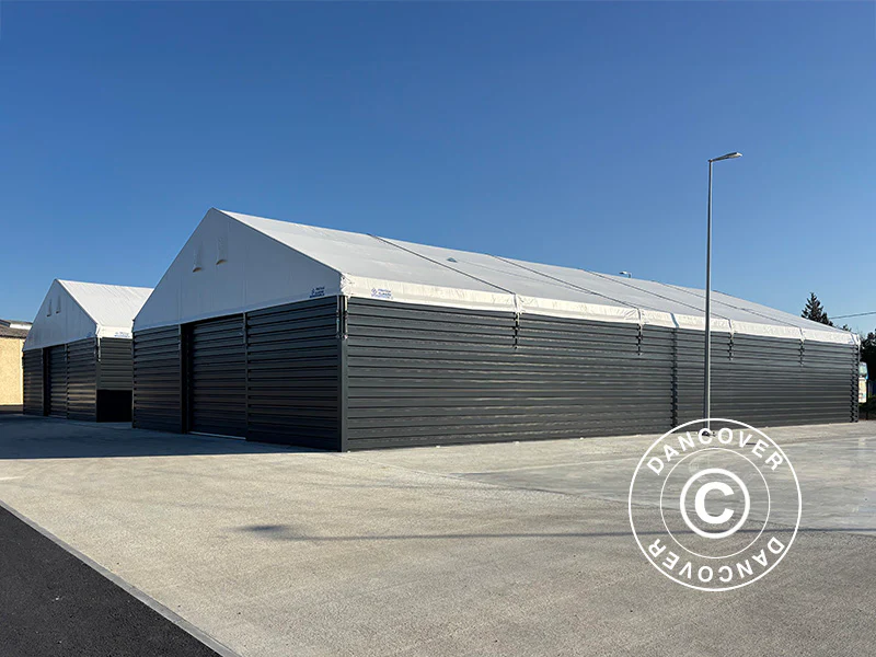 Professionel lagerhal Alu 15x30x6,53m m/skydeport, PVC/Metal, Hvid - Image 8