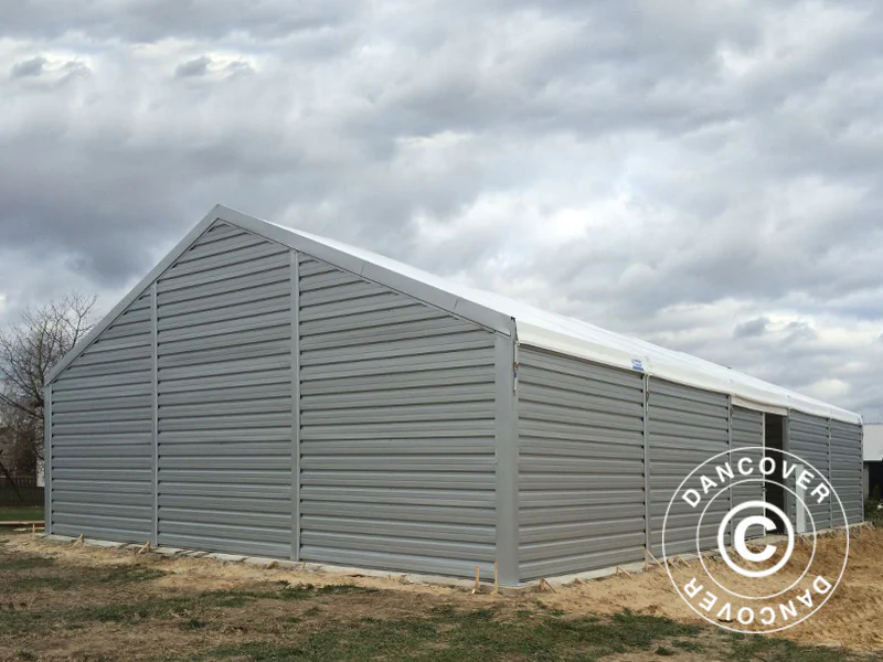 Professionel lagerhal Alu 20x50x9,04m m/skydeport, PVC/Metal, Hvid - Image 3