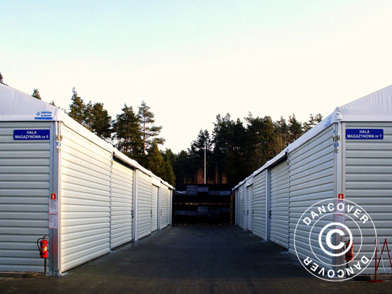 Professionel lagerhal Alu 20x50x9,04m m/skydeport, PVC/Metal, Hvid - Image 7