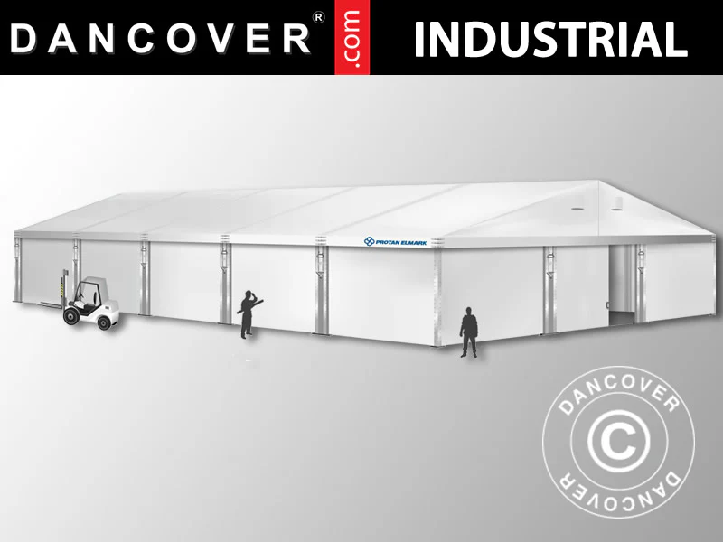 Professionel telthal Alu 12x25x5,92m m/skydeport, PVC, Hvid