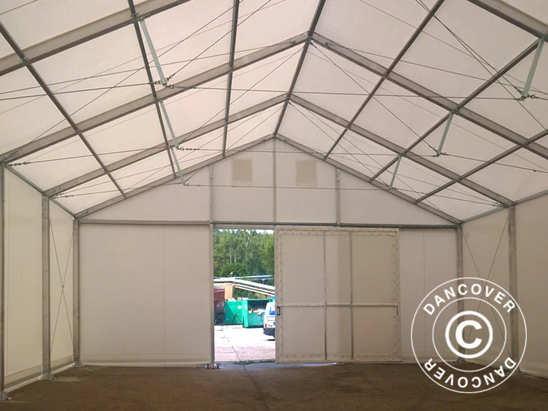 Professionel telthal Alu 12x25x5,92m m/skydeport, PVC, Hvid - Image 10