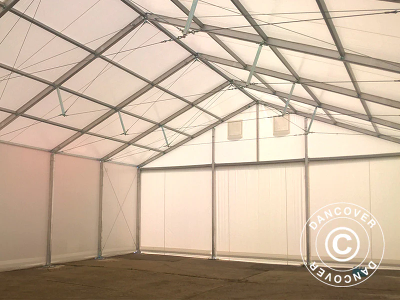 Professionel telthal Alu 12x25x5,92m m/skydeport, PVC, Hvid - Image 3