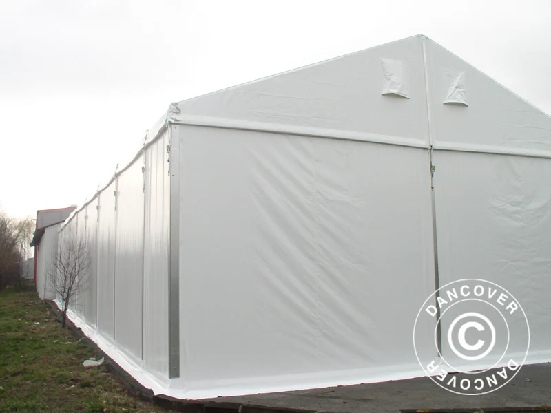 Professionel telthal Alu 12x25x5,92m m/skydeport, PVC, Hvid - Image 8