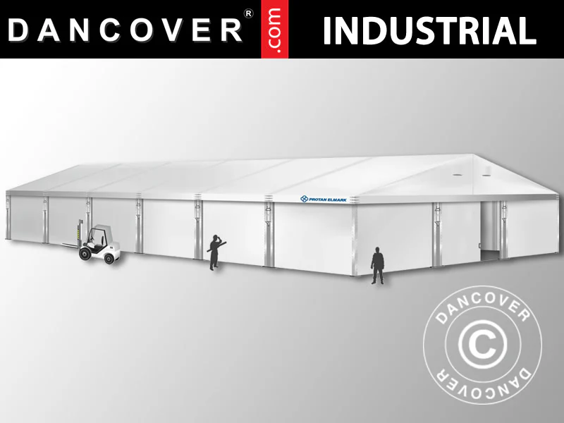 Professionel telthal Alu 15x30x6,53m m/skydeport, PVC, Hvid