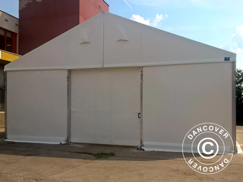 Professionel telthal Alu 15x30x6,53m m/skydeport, PVC, Hvid - Image 6