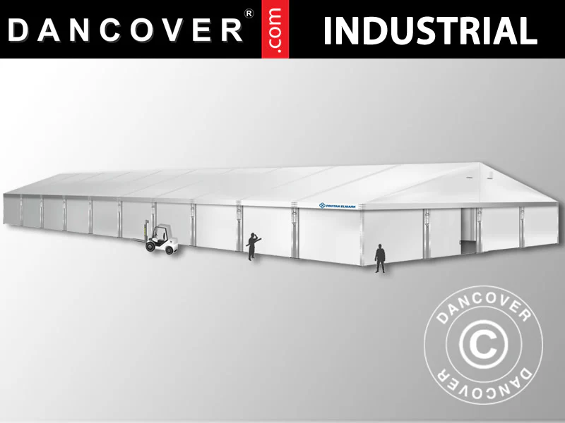 Professionel telthal Alu 20x50x9,04m m/skydeport, PVC, Hvid