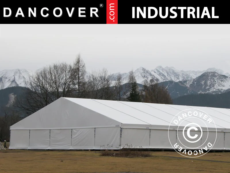 Professionel telthal Alu 20x50x9,04m m/skydeport, PVC, Hvid - Image 2