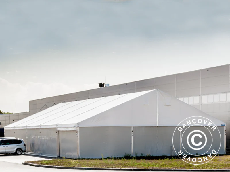 Professionel telthal Alu 20x50x9,04m m/skydeport, PVC, Hvid - Image 5