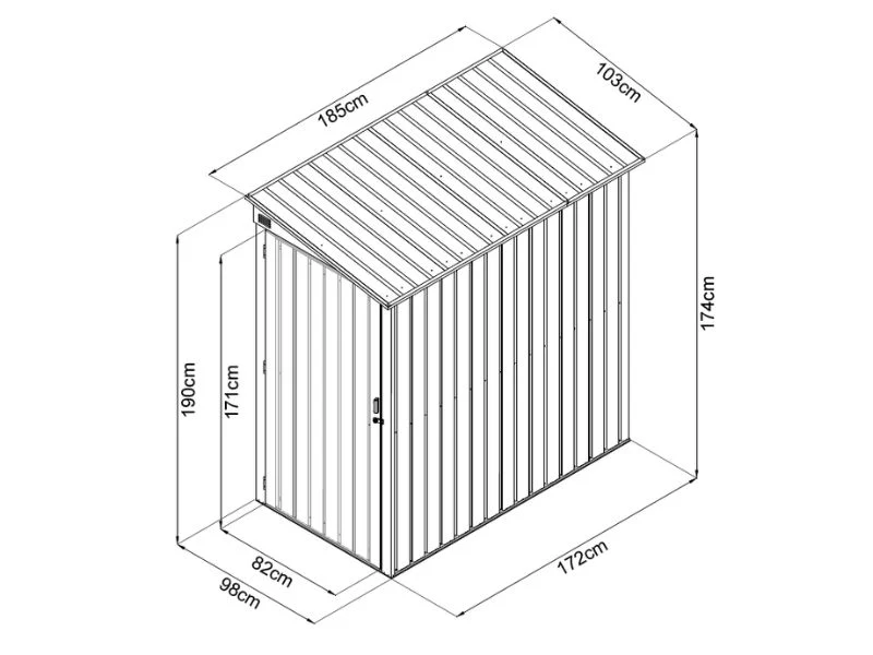 Redskabsskur, 1,03x1,85x1,9m, ProShed®, 1,9m2, Antracit - Image 5