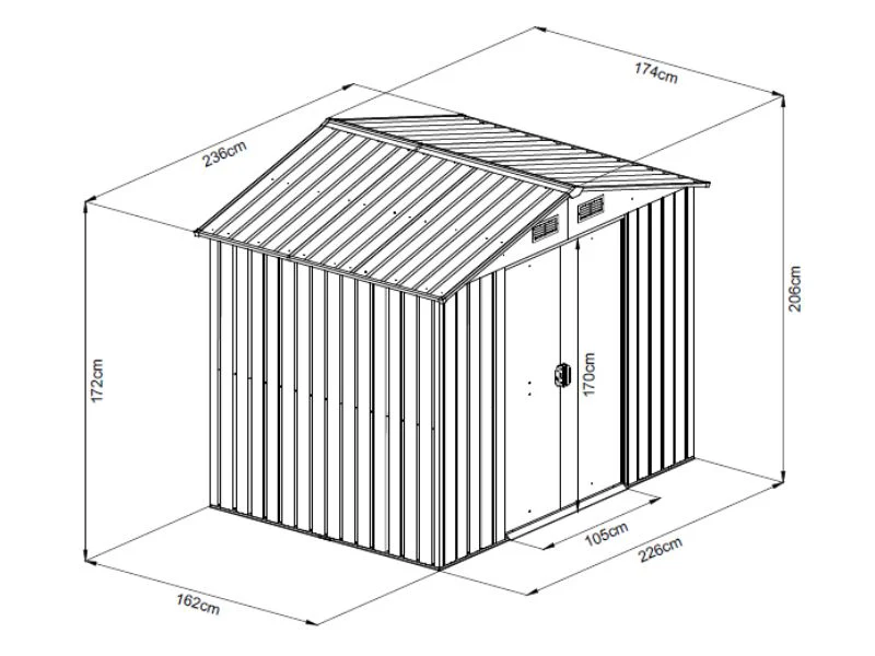 Redskabsskur 2,36x1,74x2,06m, 4,1m2, ProShed®, Antracit - Image 7