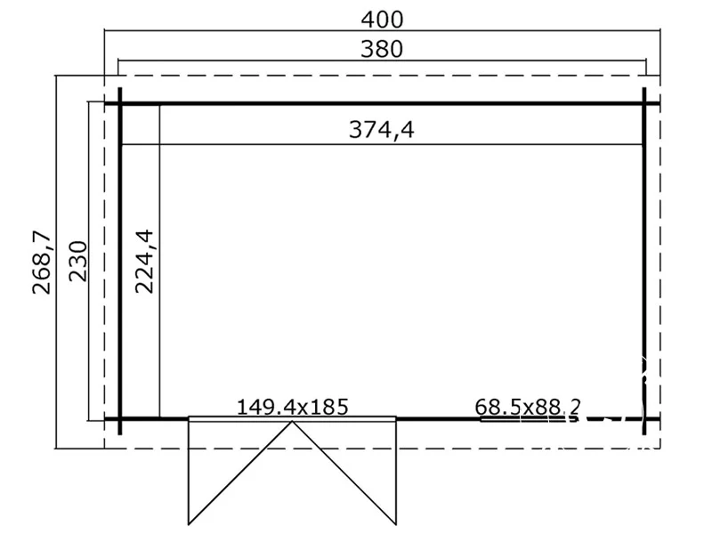 Redskabsskur i træ Asker 3,8x2,3x2,11m, 28mm, 8,4m², Lysegrå - Image 6