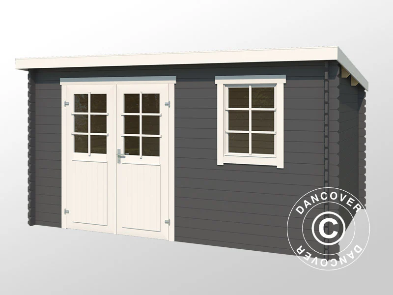 Redskabsskur i træ Asker 3,8x2,3x2,11m, 28mm, 8,4m², Mørkegrå - Image 3