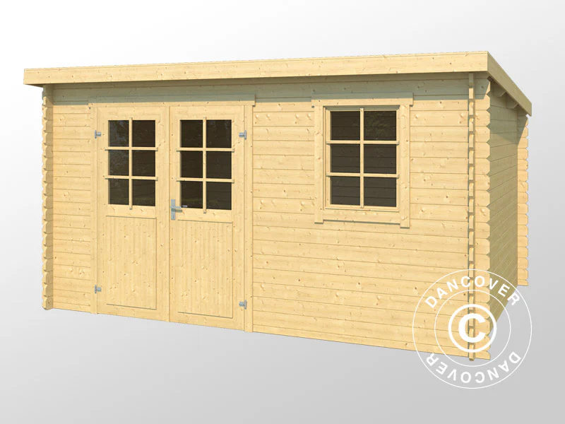 Redskabsskur i træ Asker 3,8x2,3x2,11m, 28mm, 8,4m², Natur - Image 3