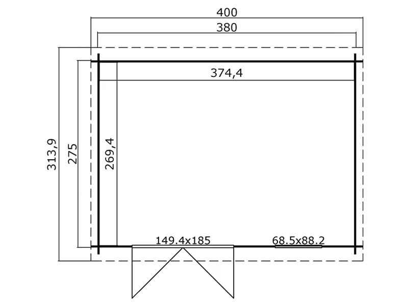 Redskabsskur i træ Asker 3,8x2,75x2,11m, 28mm, 10,09m², Natur - Image 6