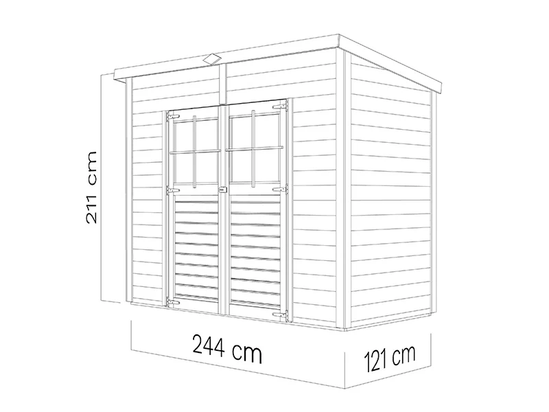 Redskabsskur i træ, Bertilo Alster 2, 2,44x1,21x2,11m, 2,96m² - Image 6