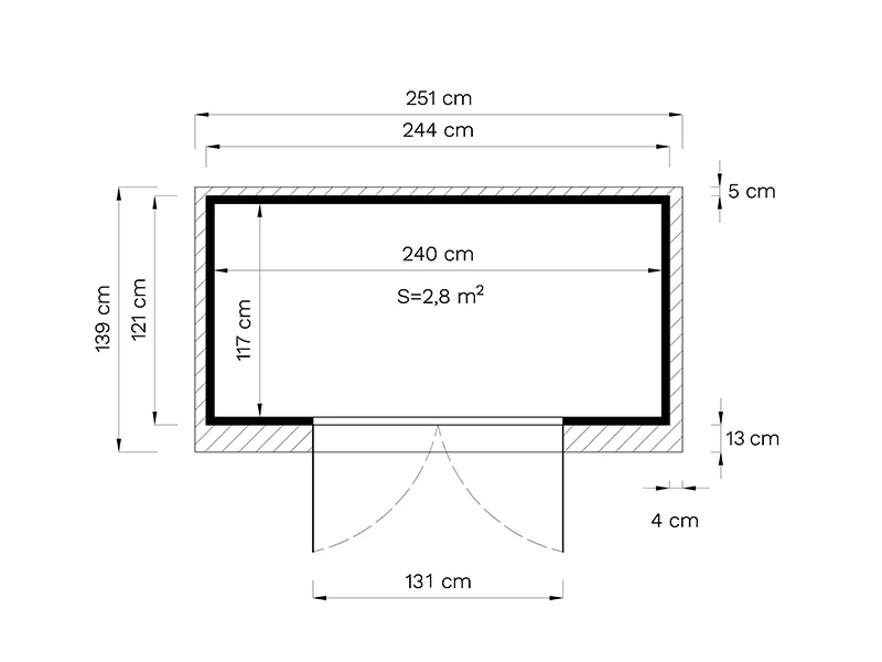 Redskabsskur i træ, Bertilo Alster 2, 2,44x1,21x2,11m, 2,96m² - Image 7