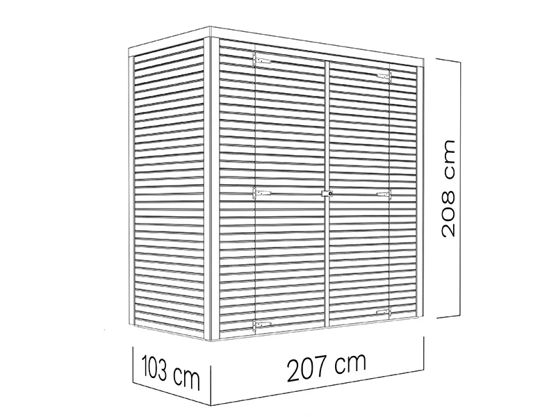 Redskabsskur i træ, Bertilo Cubico 1, 2,07x1,03x2,08m, 2,1m², Natur - Image 5