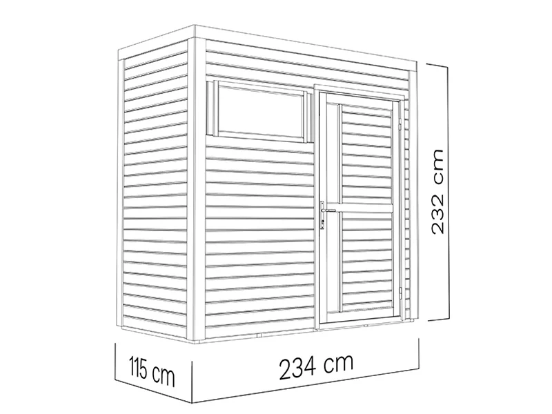 Redskabsskur i træ, Bertilo Cubus 1, 2,34x1,15x2,32m, 2,7m², Natur - Image 5