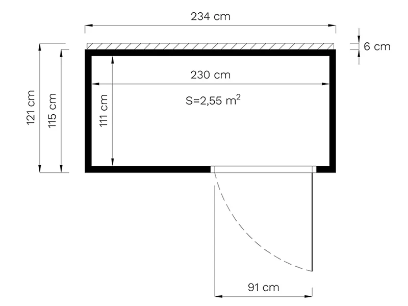 Redskabsskur i træ, Bertilo Cubus 1, 2,34x1,15x2,32m, 2,7m², Natur - Image 6