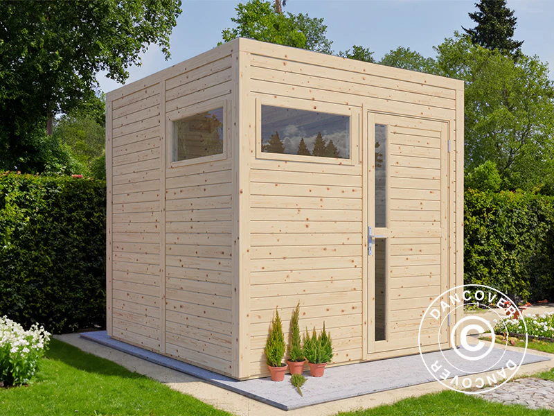 Redskabsskur i træ, Bertilo Cubus 2, 2,26x2,34x2,32m, 5,3m², Natur