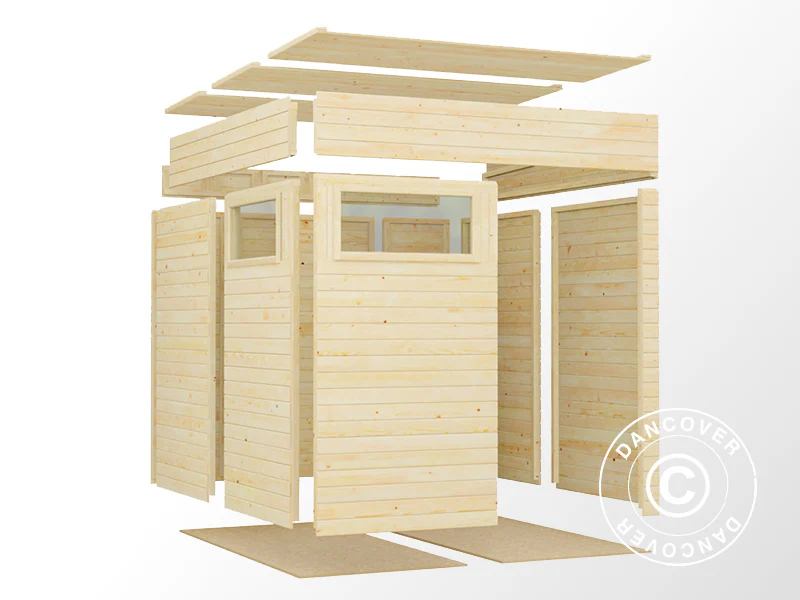 Redskabsskur i træ, Bertilo Cubus 2, 2,26x2,34x2,32m, 5,3m², Natur - Image 4