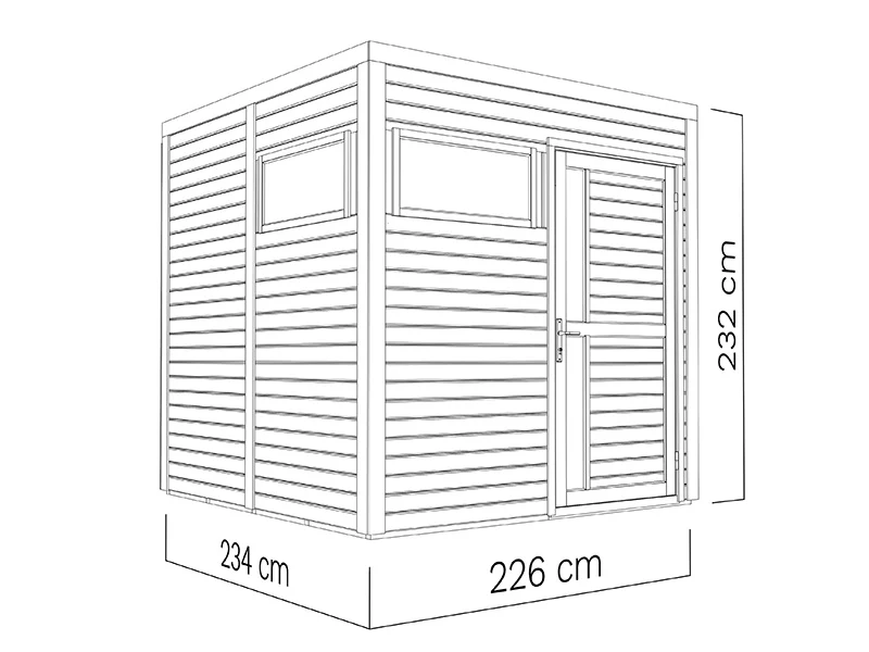 Redskabsskur i træ, Bertilo Cubus 2, 2,26x2,34x2,32m, 5,3m², Natur - Image 6