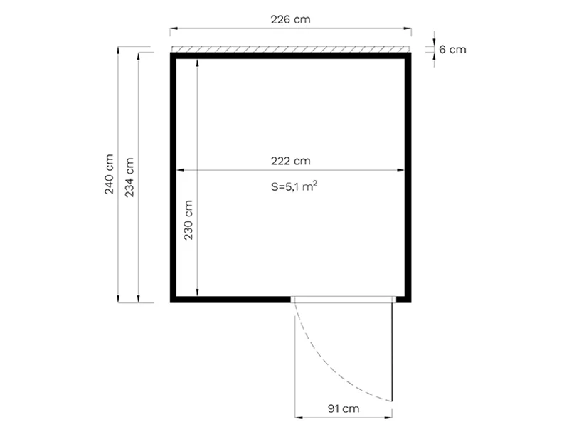Redskabsskur i træ, Bertilo Cubus 2, 2,26x2,34x2,32m, 5,3m², Natur - Image 7