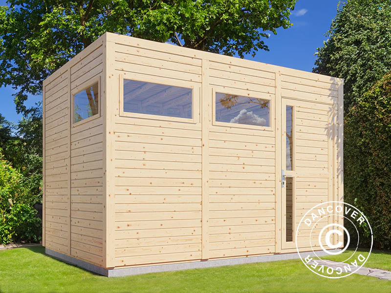 Redskabsskur i træ, Bertilo Cubus 3, 3,37x2,34x2,32m, 7,9m², Natur - Image 2