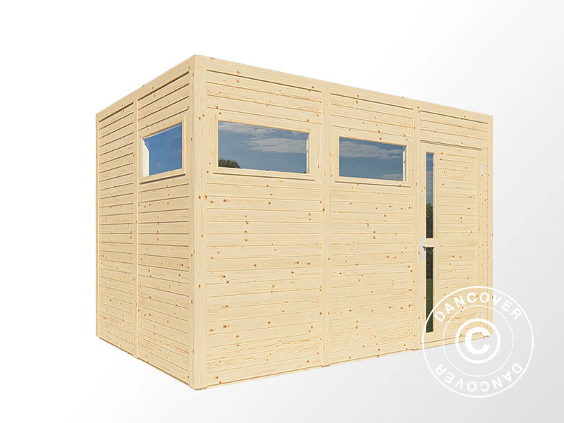 Redskabsskur i træ, Bertilo Cubus 3, 3,37x2,34x2,32m, 7,9m², Natur - Image 3
