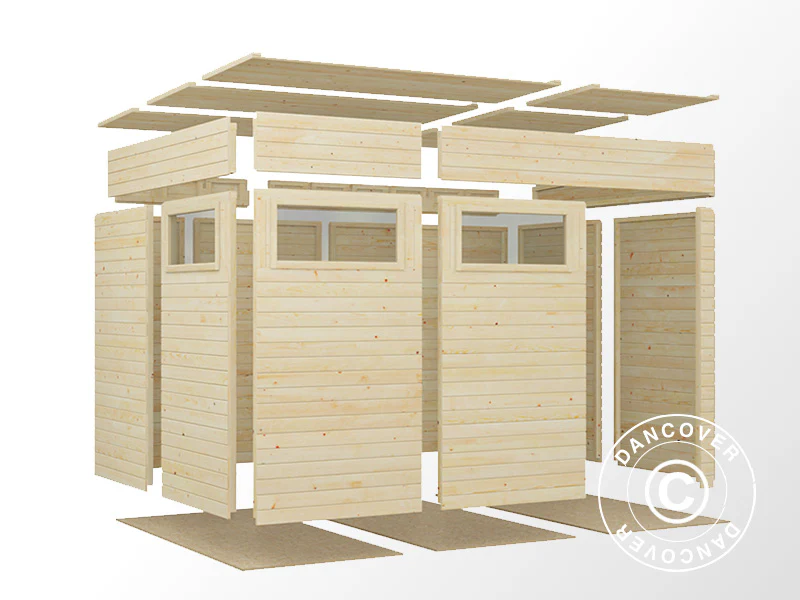 Redskabsskur i træ, Bertilo Cubus 3, 3,37x2,34x2,32m, 7,9m², Natur - Image 4