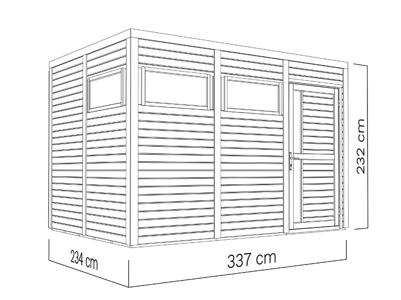Redskabsskur i træ, Bertilo Cubus 3, 3,37x2,34x2,32m, 7,9m², Natur - Image 6