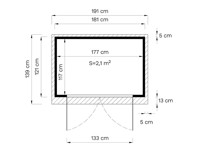 Redskabsskur i træ, Bertilo Timmo 1, 1,81x1,21x2,11m, 2,19m² - Image 15