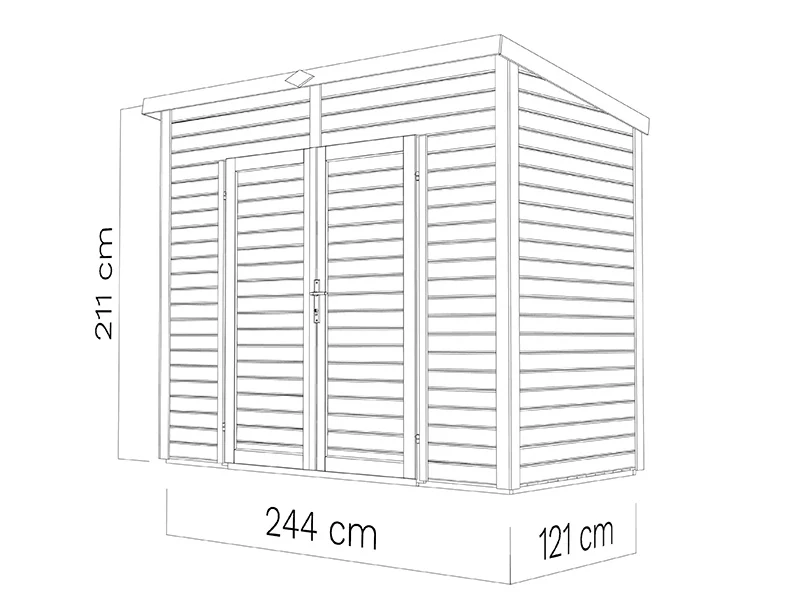 Redskabsskur i træ, Bertilo Timmo 2, 2,44x1,21x2,11m, 2,95m² - Image 7