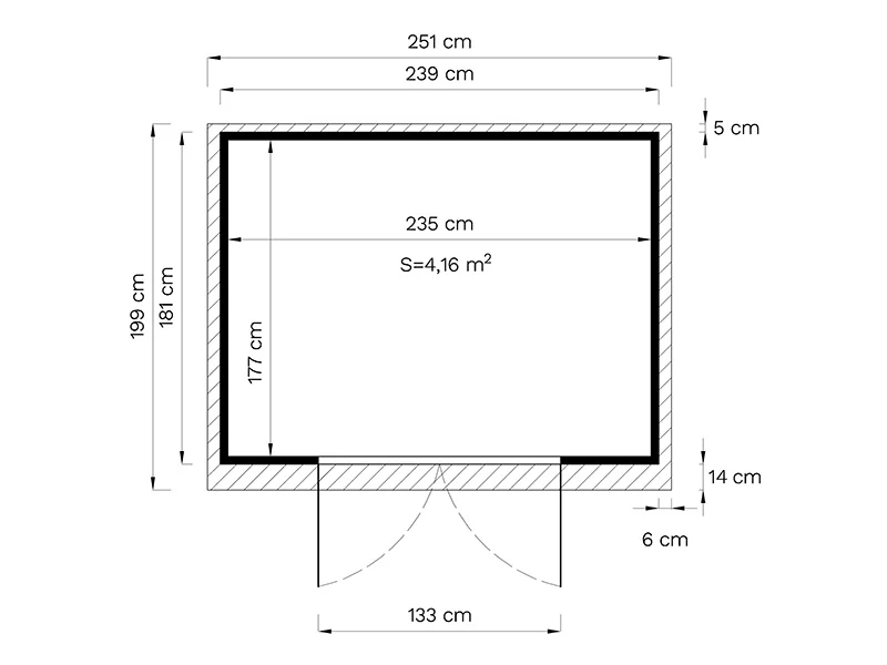 Redskabsskur i træ, Bertilo Timmo 4, 2,39x1,81x2,1m, 4,32m², Antracit - Image 7