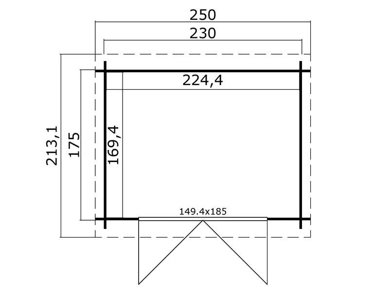 Redskabsskur i træ Hagen 2,3x1,75x2,11m, 28mm, 3,8m², Lysegrå - Image 4