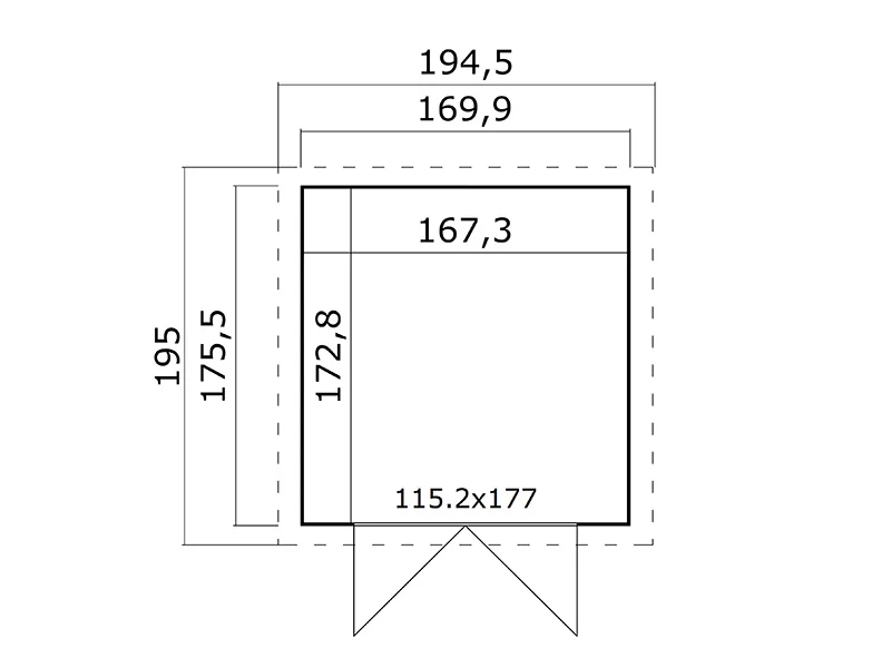 Redskabsskur i træ Heinola 1,7x1,76x2,13m, 13mm, 2,99m², Natur - Image 5