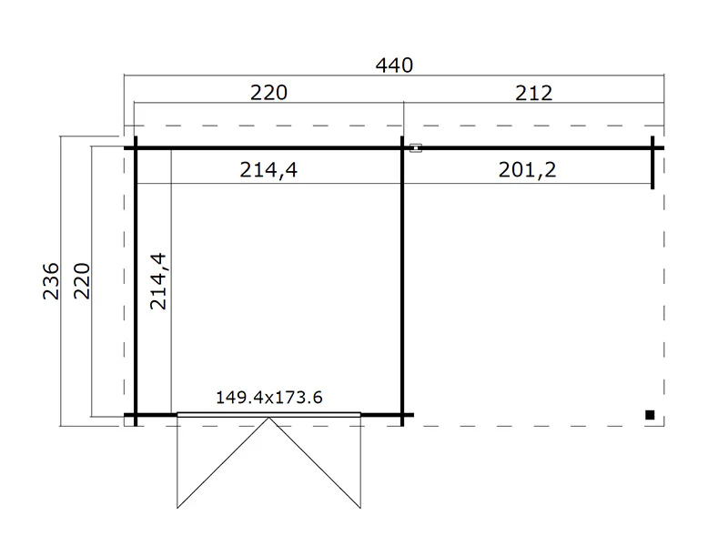 Redskabsskur i træ Lahti m/udhæng 4,24x2,2x2m, 28mm, 8,9m², Natur - Image 6