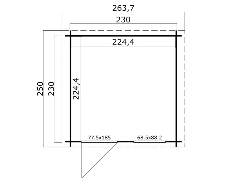 Redskabsskur i træ Lyon 2,3x2,3x2,34m, 28mm, 5,4m², Mørkegrå - Image 5