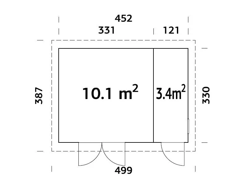 Redskabsskur i træ m/gulv, 4,52x3,3x2,59m, 13,5m², Natur - Image 5