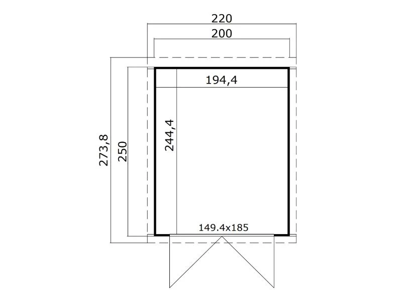Redskabsskur i træ m/ovenlys, Torvik, 2x2,5x2,45m, 5m2, Natur - Image 3
