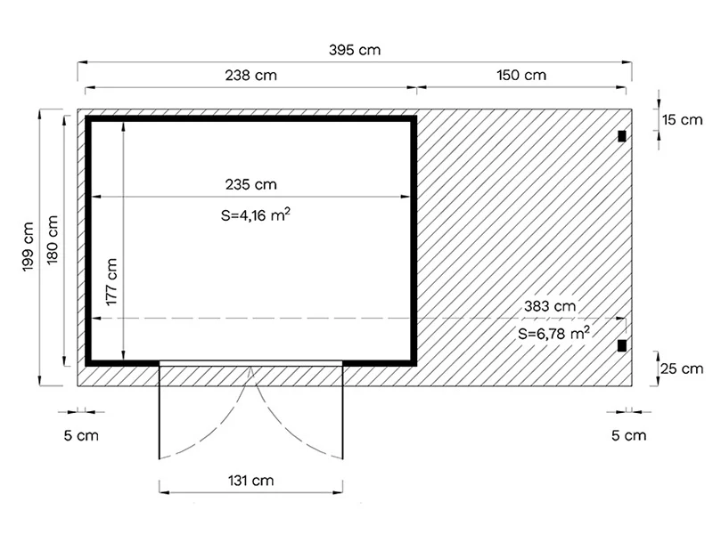 Redskabsskur i træ m/udhæng, Bertilo Amrum 3 Plus, 3,86x1,8x2,1m, 2,78m² + 4,16m² - Image 6
