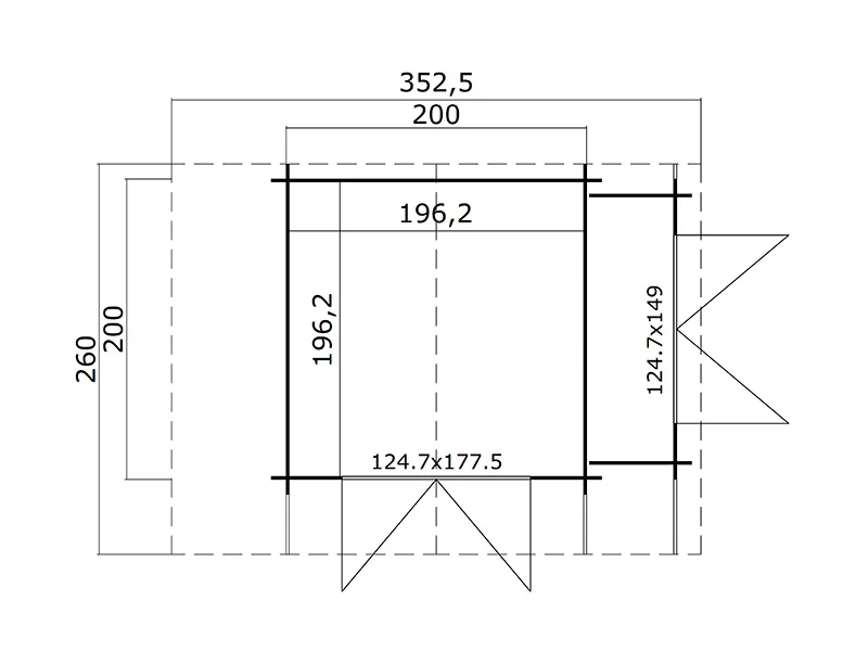 Redskabsskur i træ Moss m/udhæng, 3,2x2x2,28m, 19mm, 4,87m², Natur - Image 4